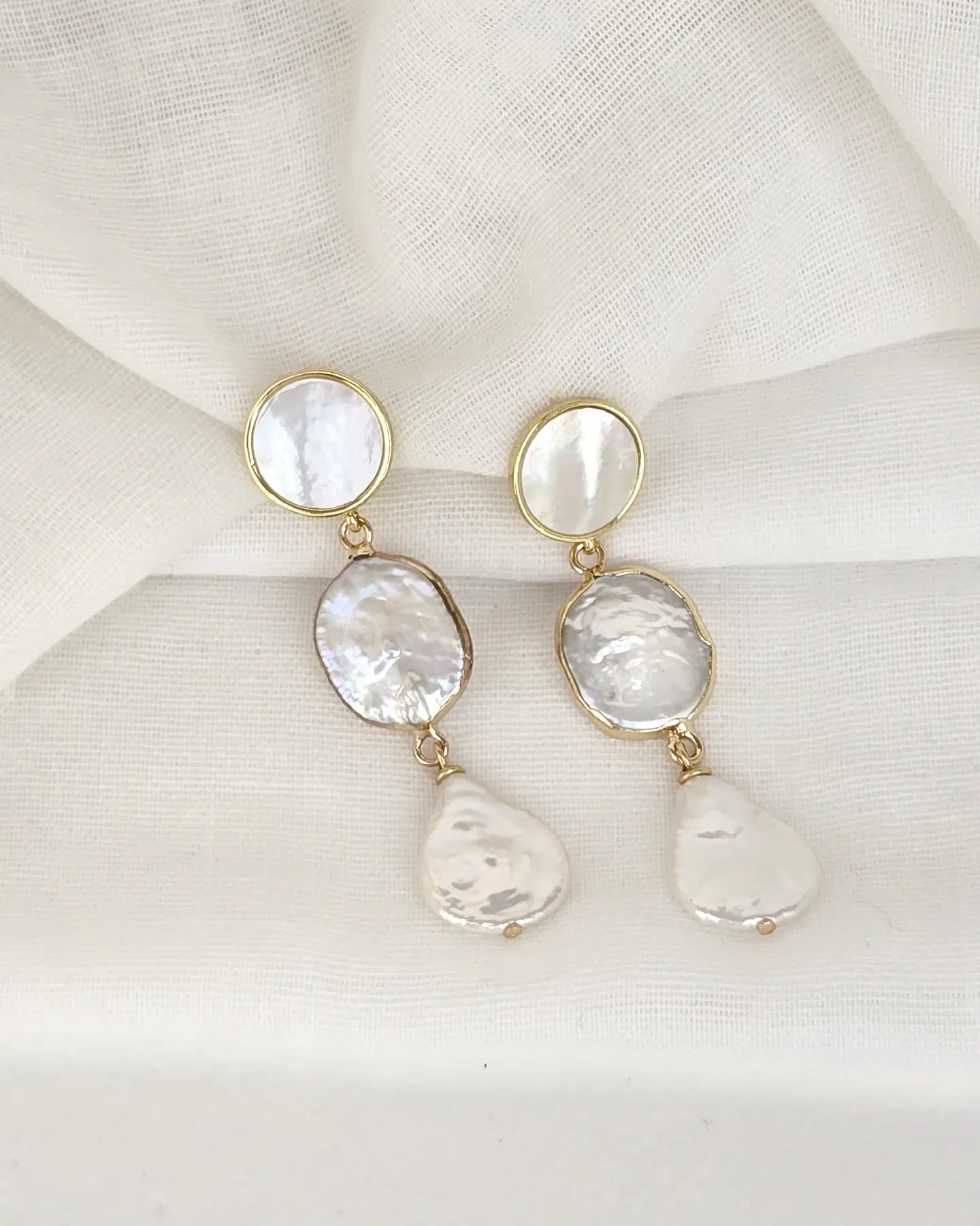 Aros nácar y doble perla gold 1