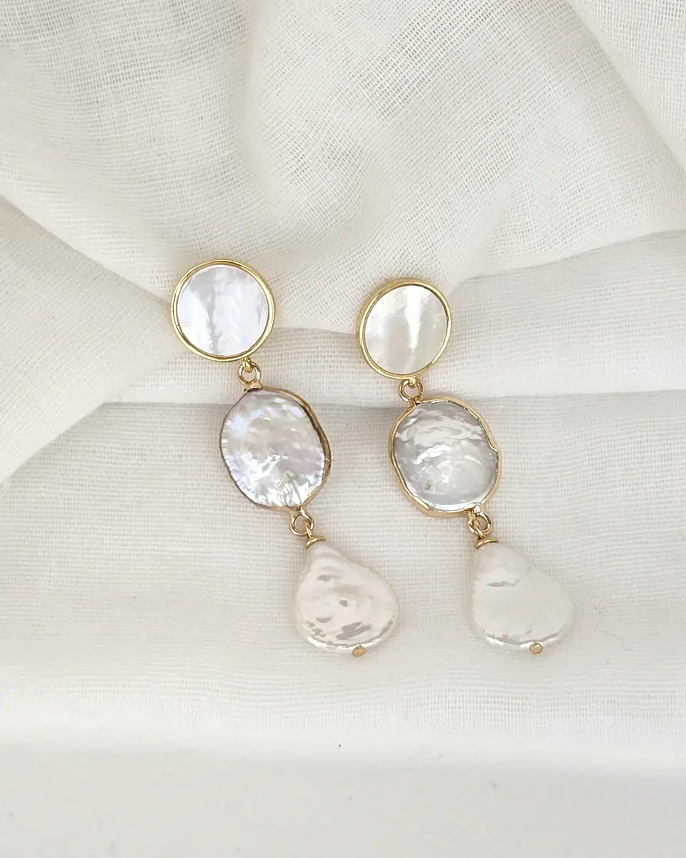 Aros nácar y doble perla gold 1
