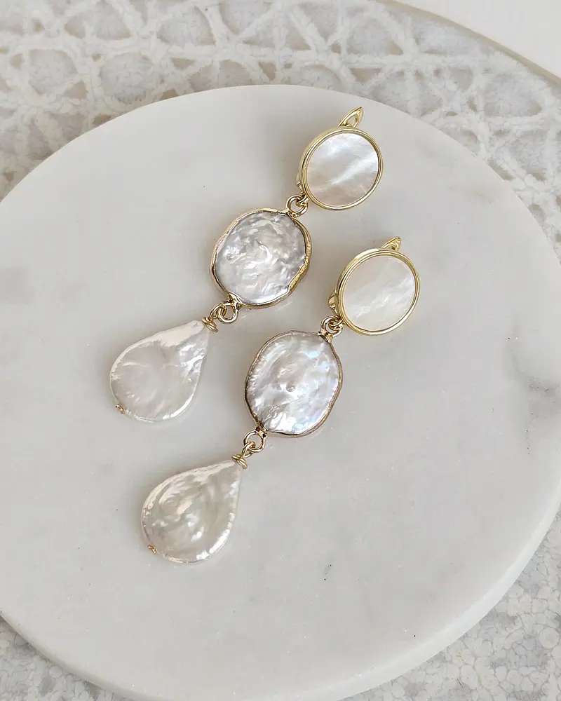 Aros nácar y doble perla gold