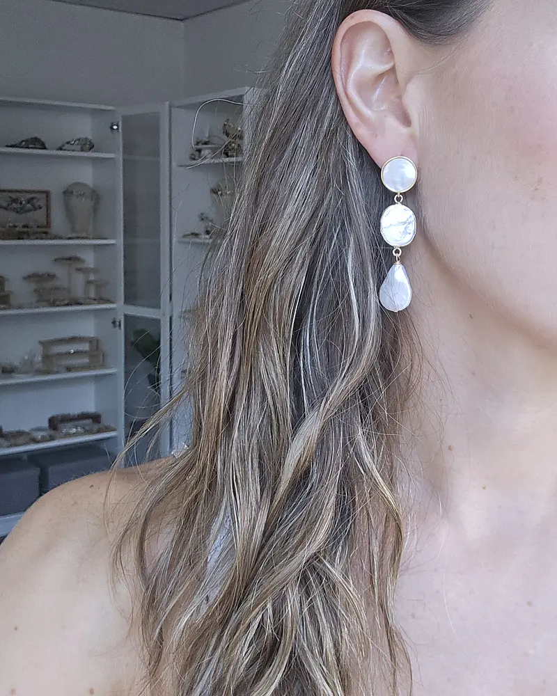 Aros nácar y doble perla gold