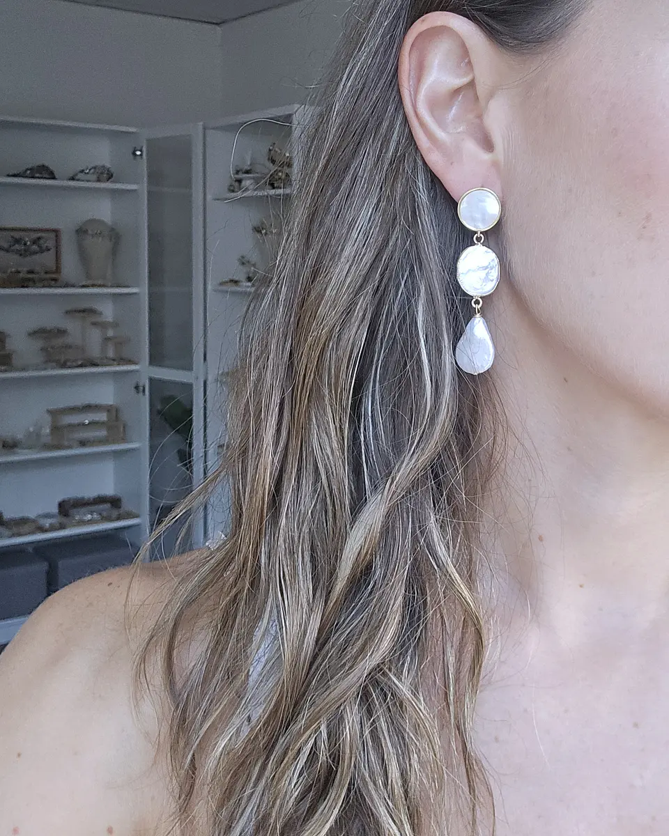 Aros nácar y doble perla gold 4