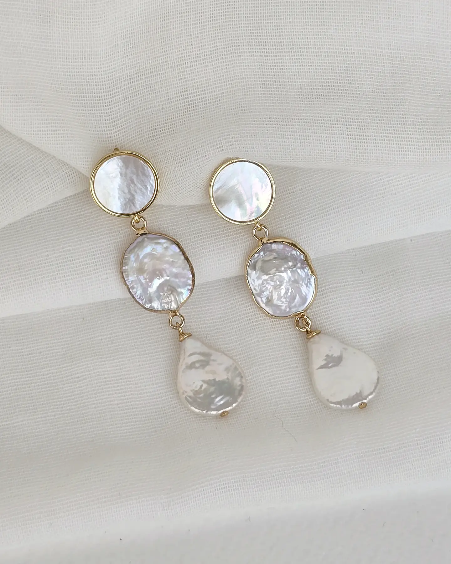 Aros nácar y doble perla gold 3