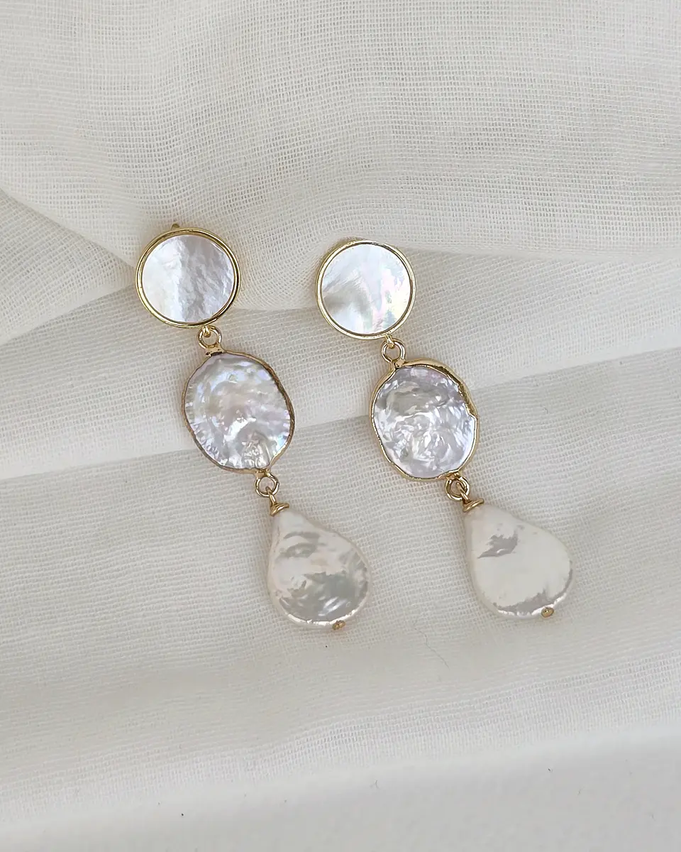 Aros nácar y doble perla gold 3