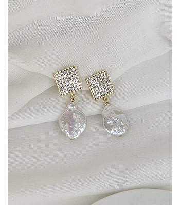 Aros circonitas y perla barroca