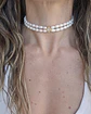 Choker doble de perlas con centro vintage oro - Miniatura 3