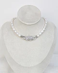 Choker perlas broche flor vintage
