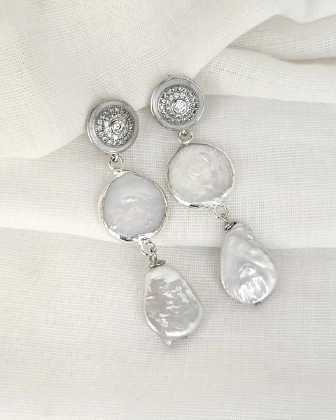 Aros vintage doble perla natural
