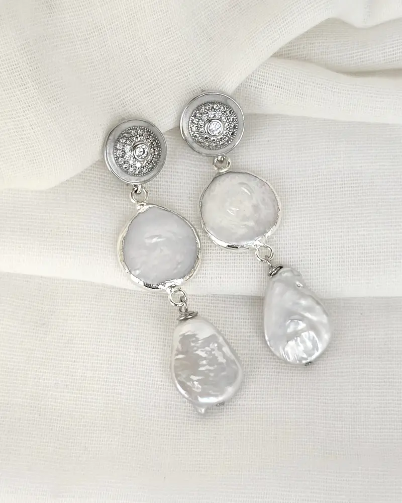 Aros vintage doble perla natural