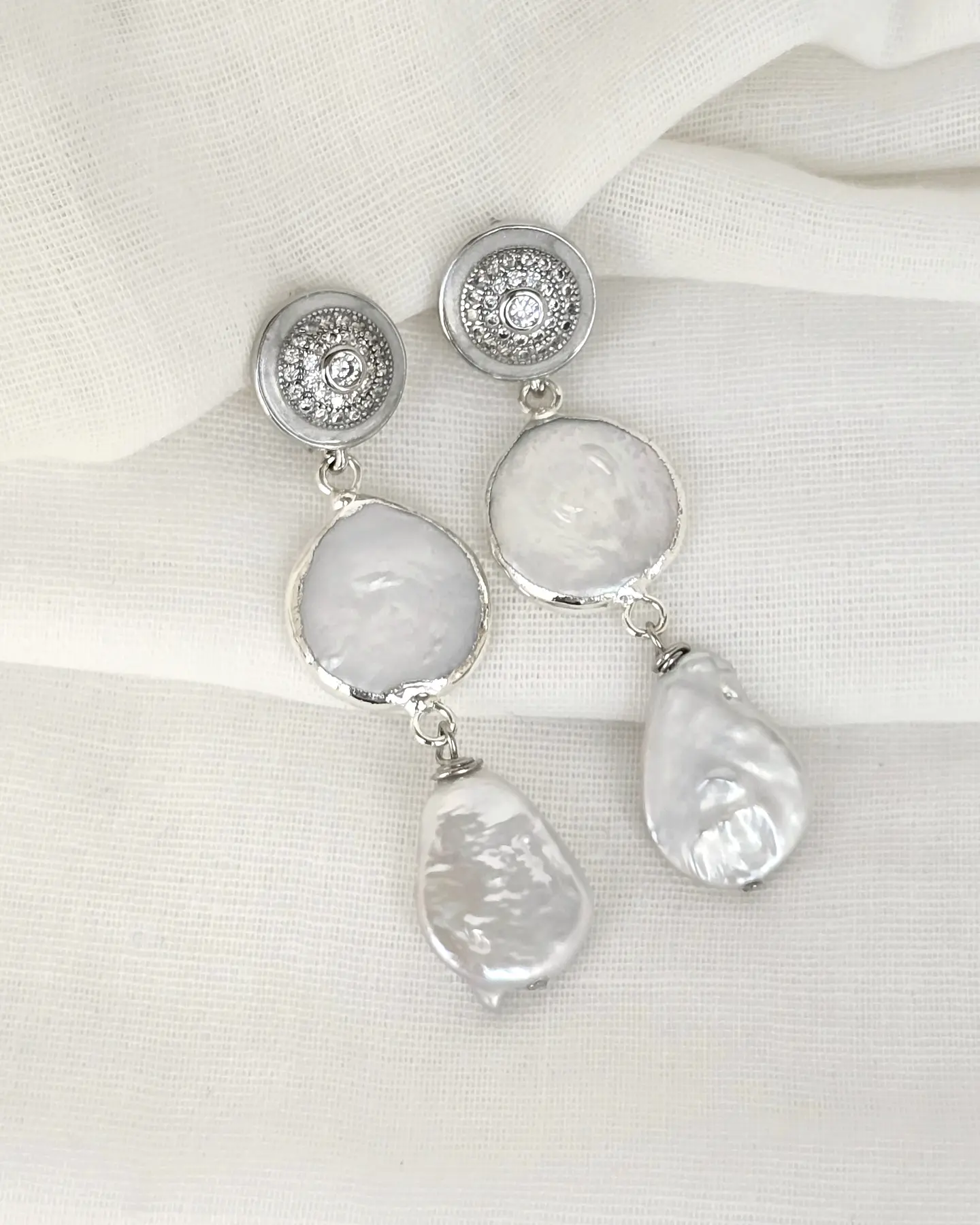 Aros vintage doble perla natural 1