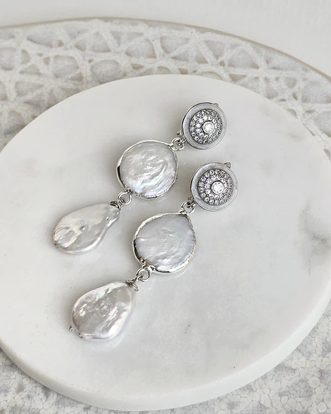 Aros vintage doble perla natural