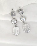 Aros vintage base cuadrada y doble perla 