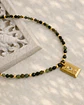 Collar ágatas verdes con placa luna y estrella - Miniatura 1