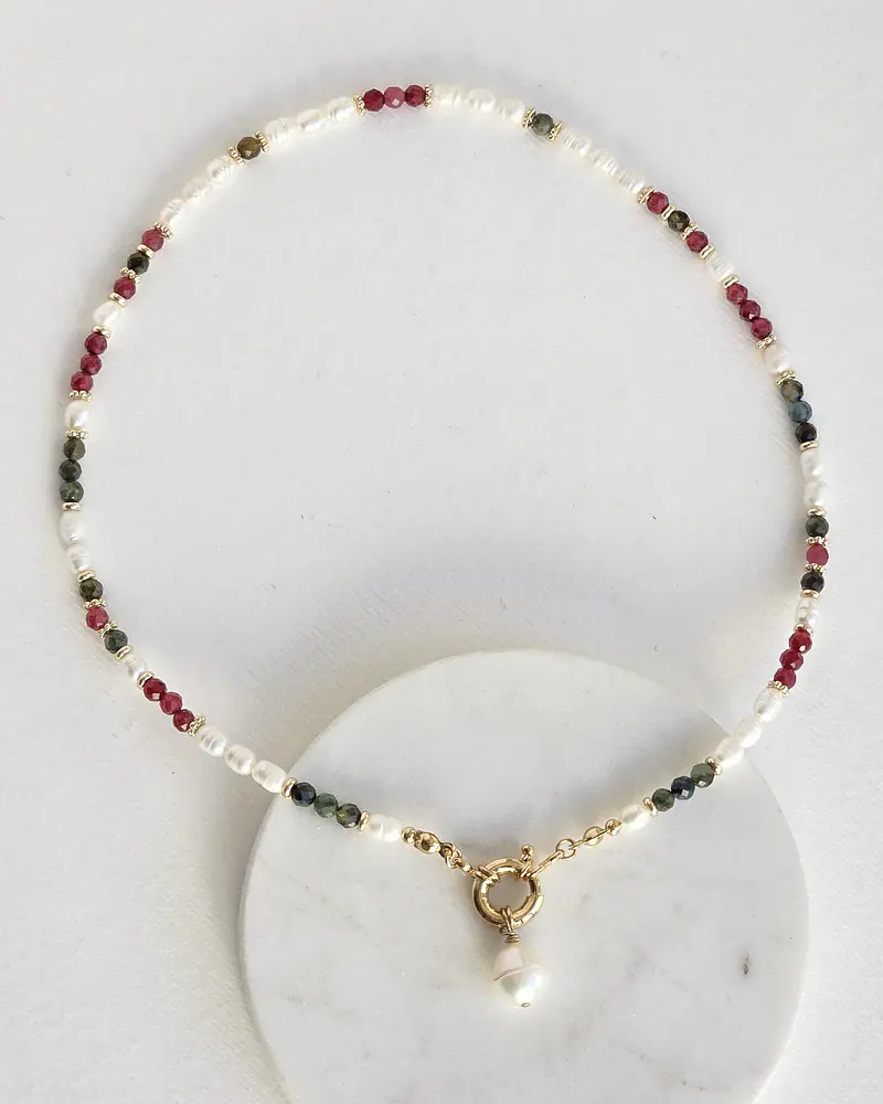 Collar perlas y piedras naturales