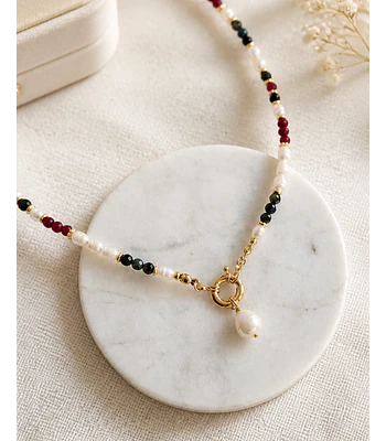 Collar perlas y piedras naturales