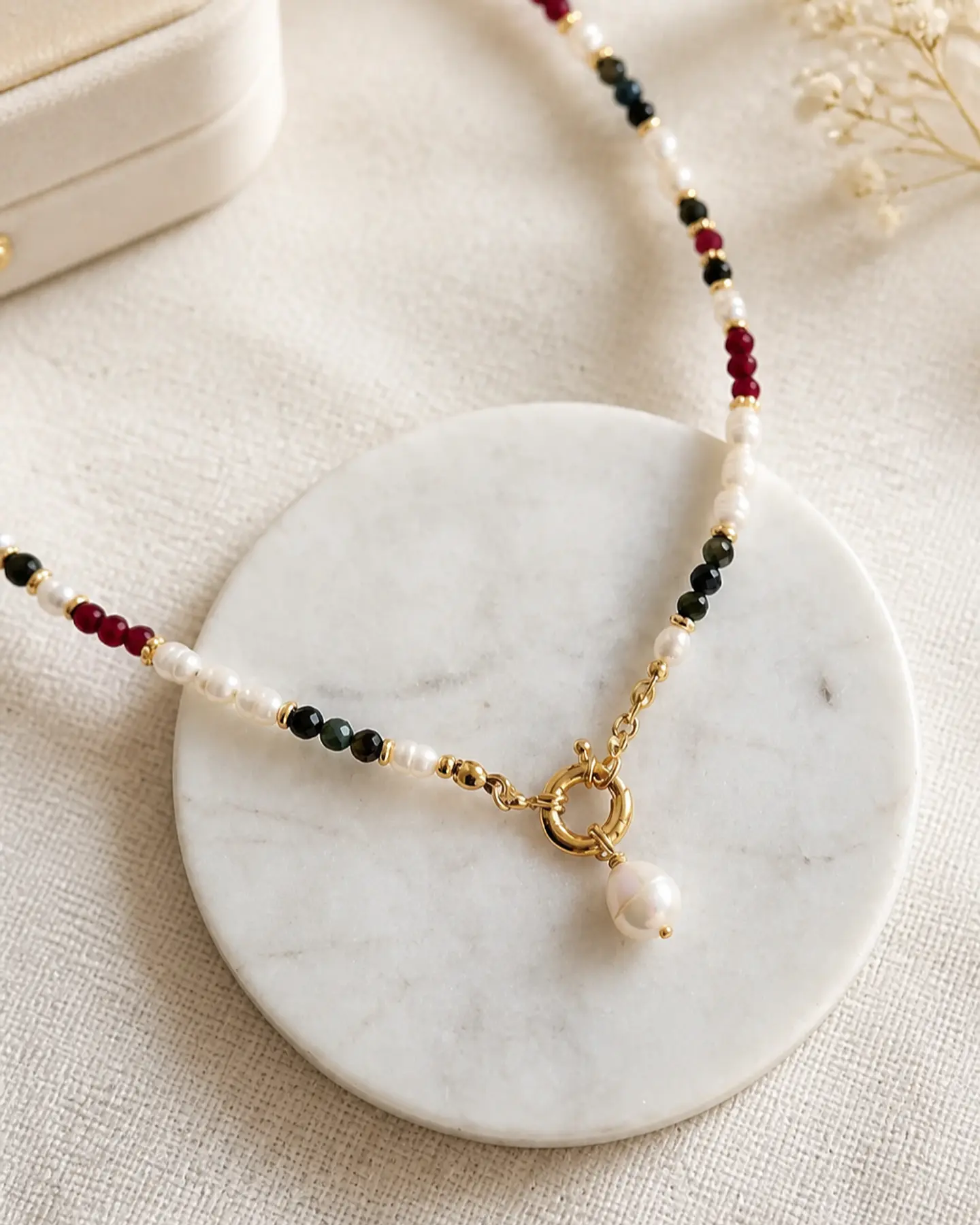 Collar perlas y piedras naturales 1