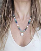 Collar piedras naturales azul y verde con perlas - Miniatura 3