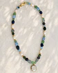 Collar piedras naturales azul y verde con perlas - Miniatura 1