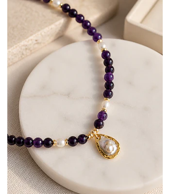 Collar amatistas y perlas