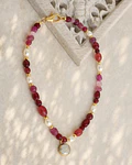 Collar piedras naturales frambuesa y perla