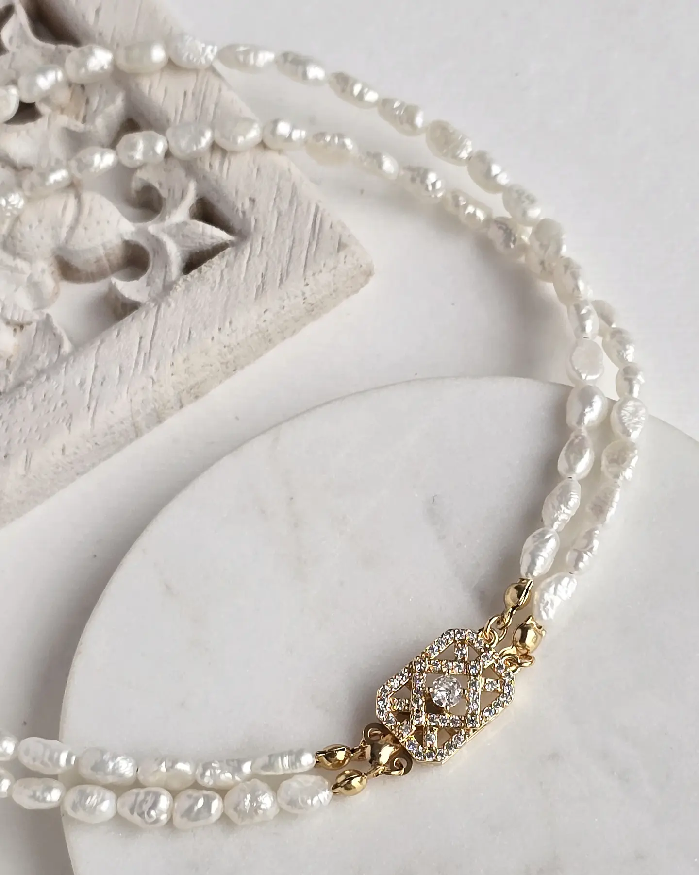 Choker perlas arroz centro vintage 2