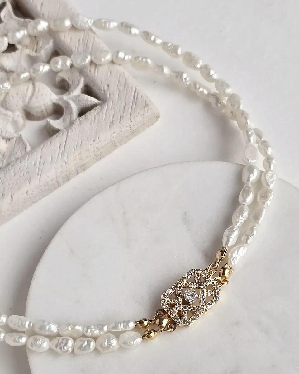 Choker perlas arroz centro vintage 2