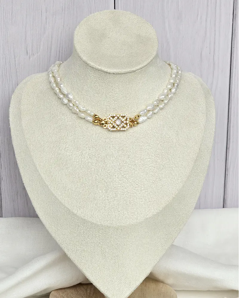 Choker perlas arroz centro vintage