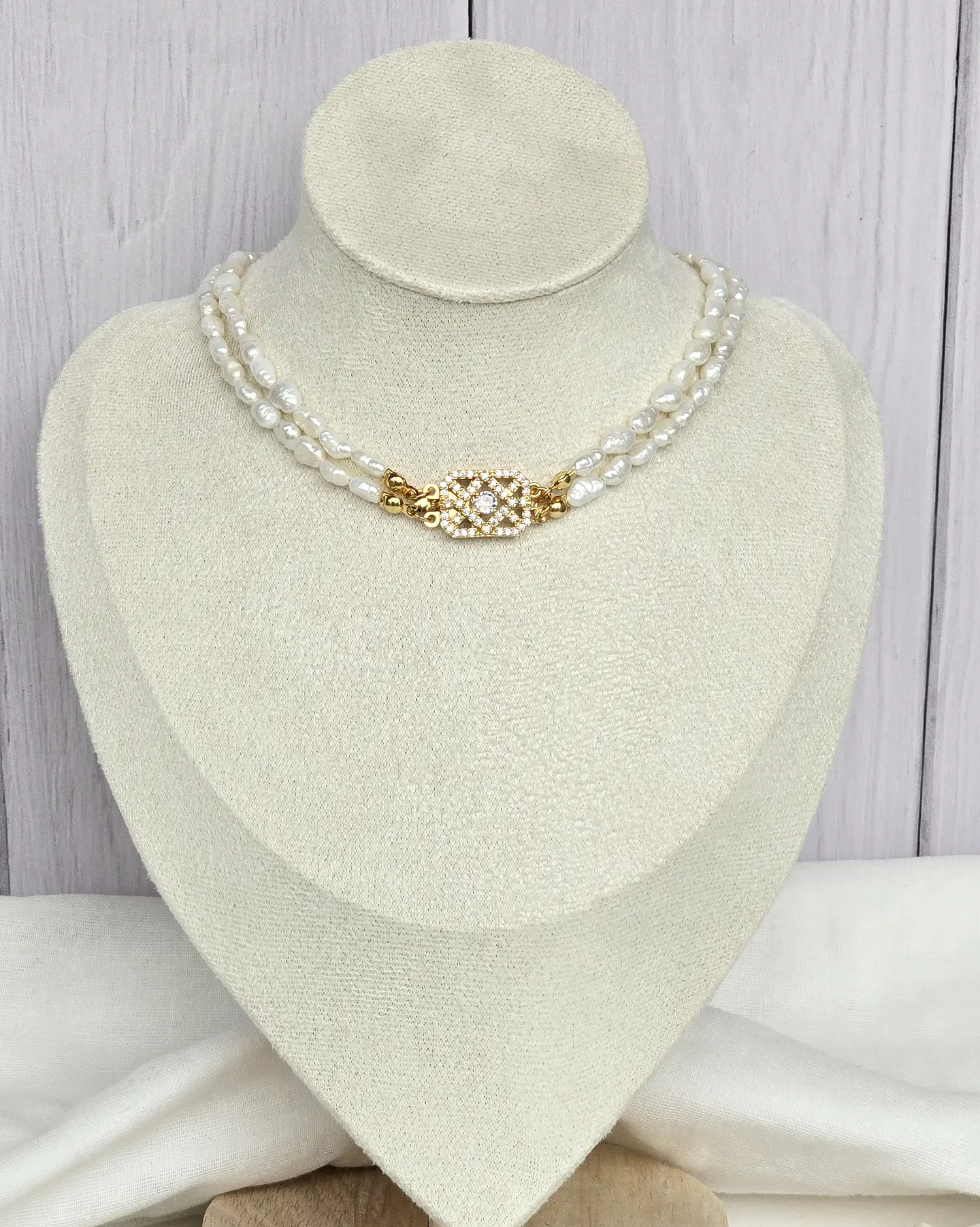 Choker perlas arroz centro vintage 3
