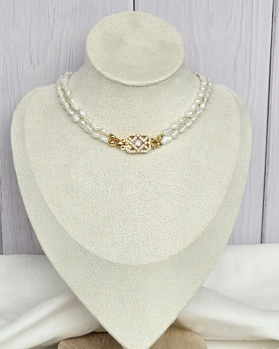 Choker perlas arroz centro vintage 3