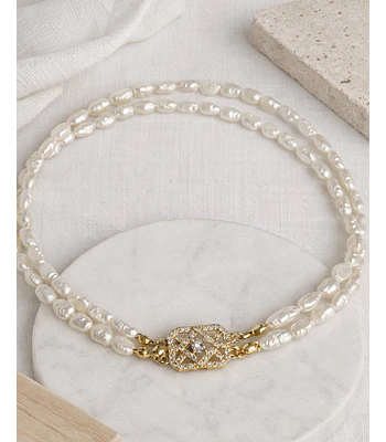 Choker perlas arroz centro vintage