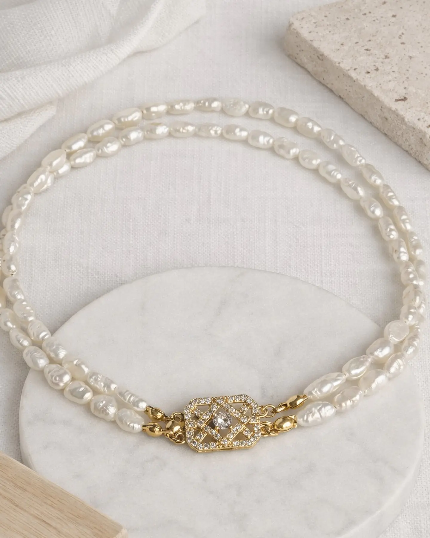 Choker perlas arroz centro vintage 1