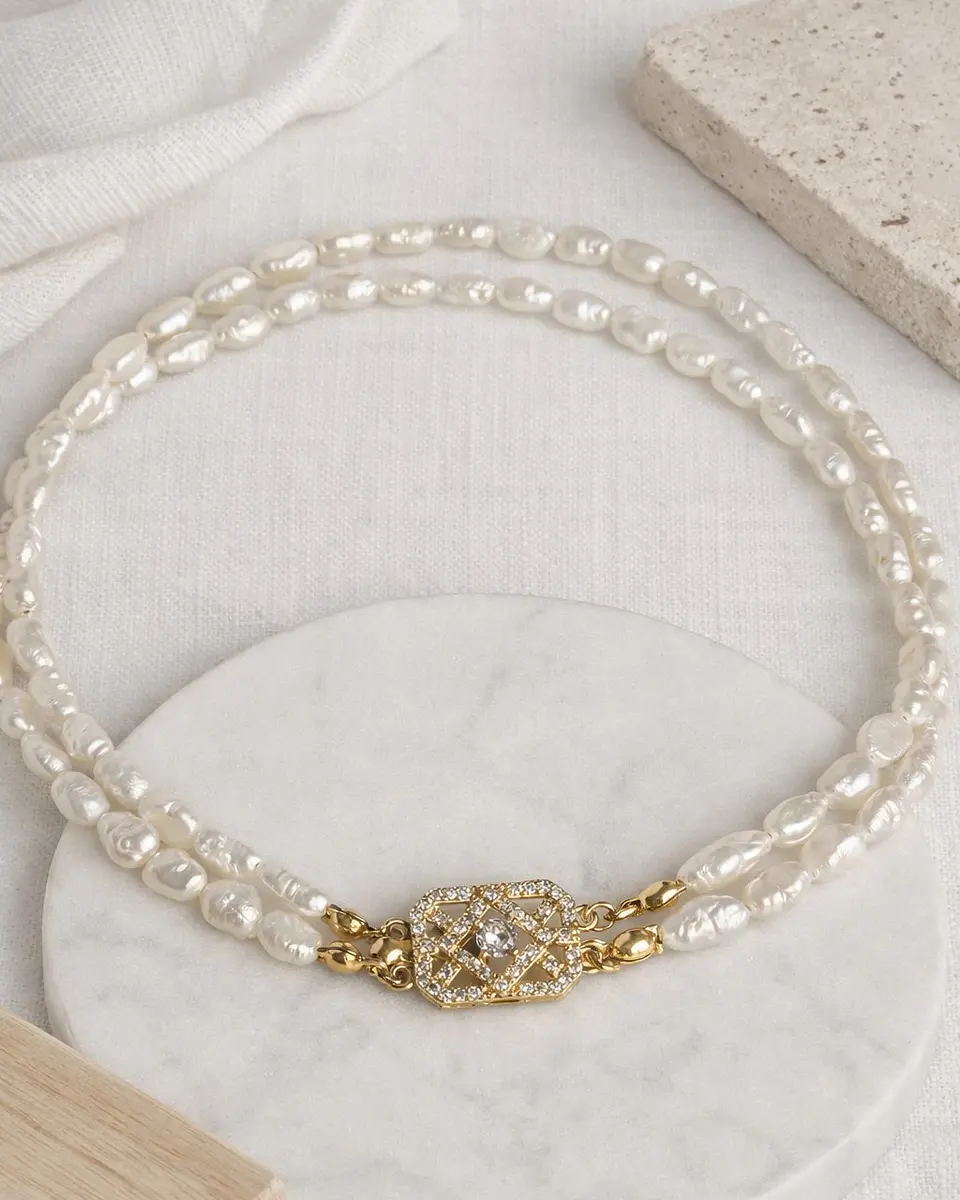Choker perlas arroz centro vintage 1