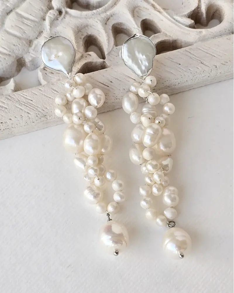 Aros perlas bordados