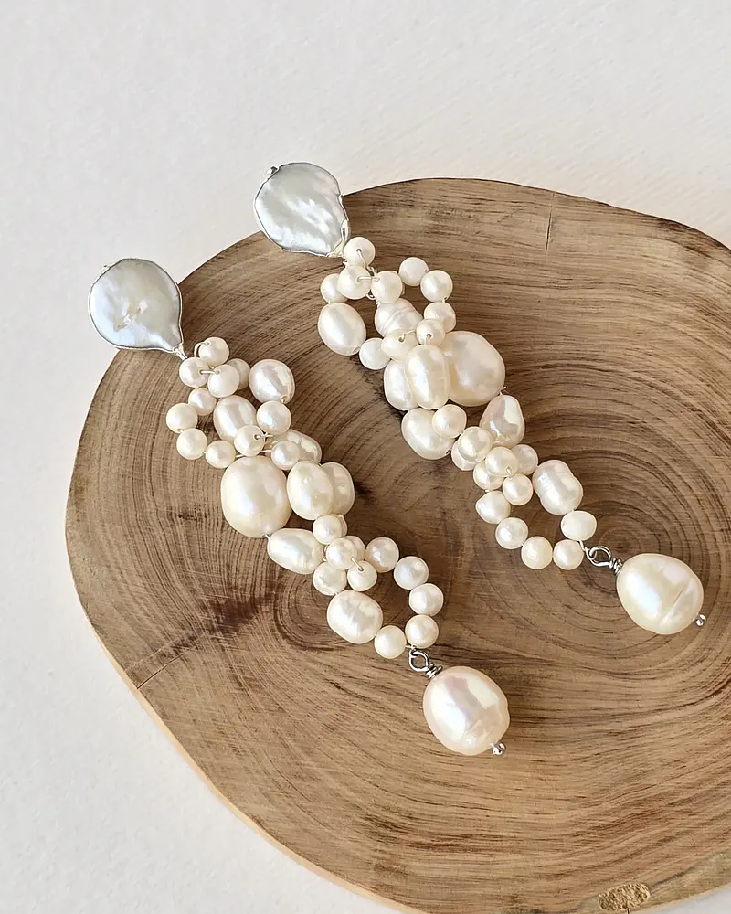 Aros perlas bordados