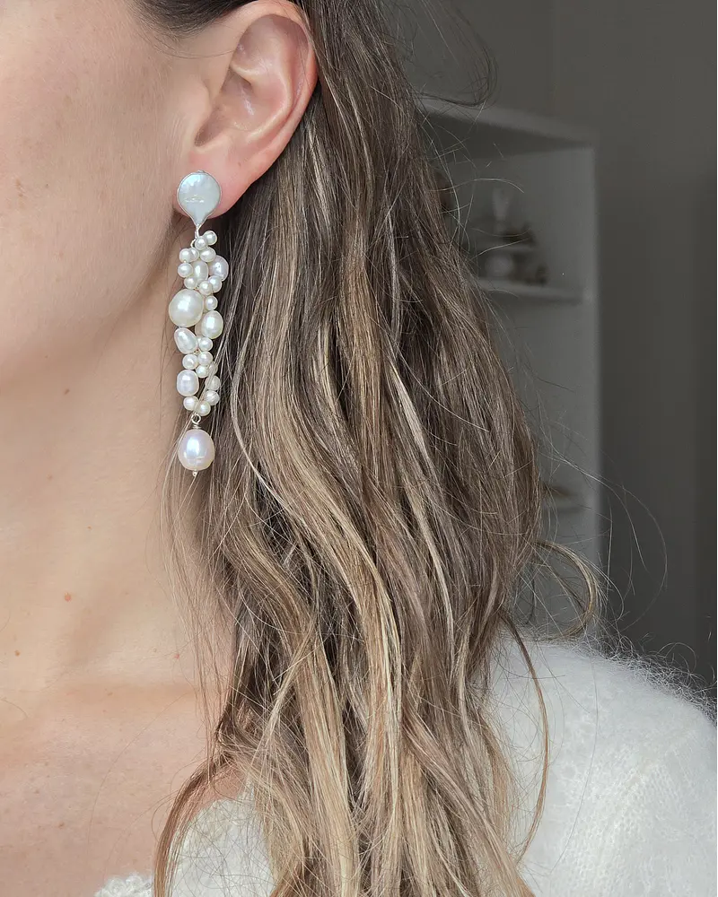 Aros perlas bordados