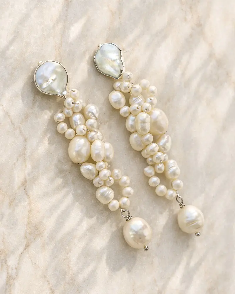 Aros perlas bordados