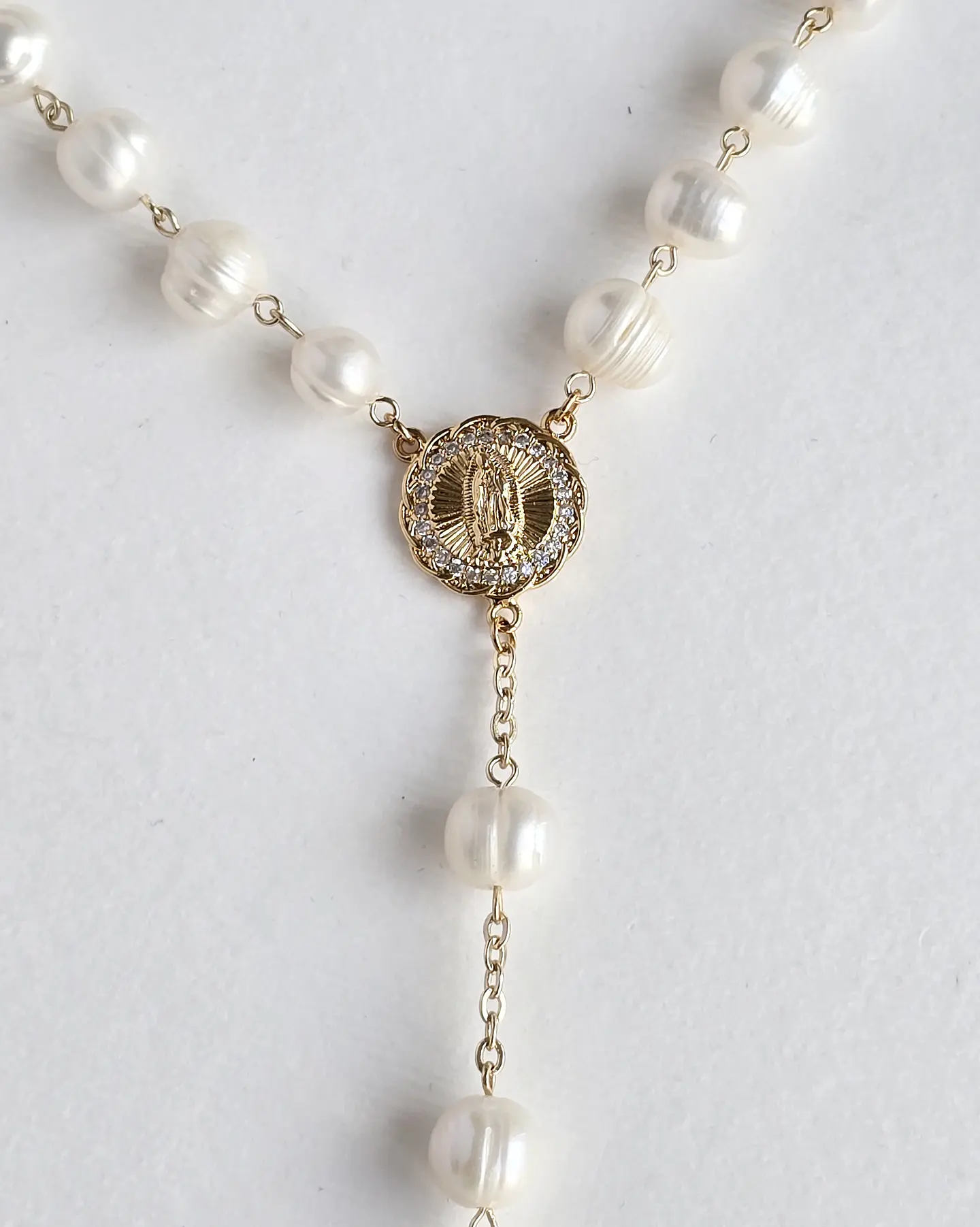 Rosario XL perlas naturales y cruz de nácar 3