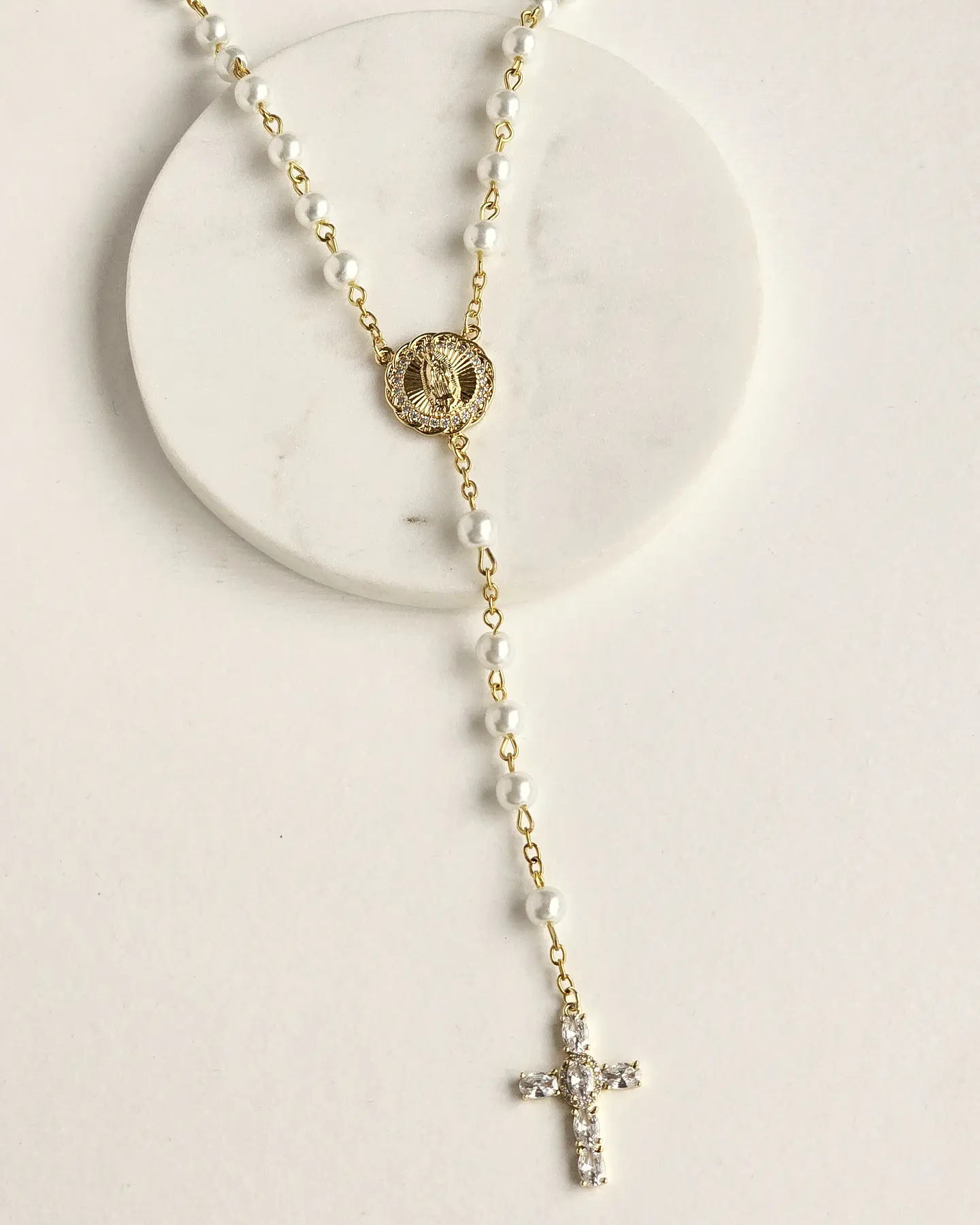 Rosario dorado perlas fantasía 4