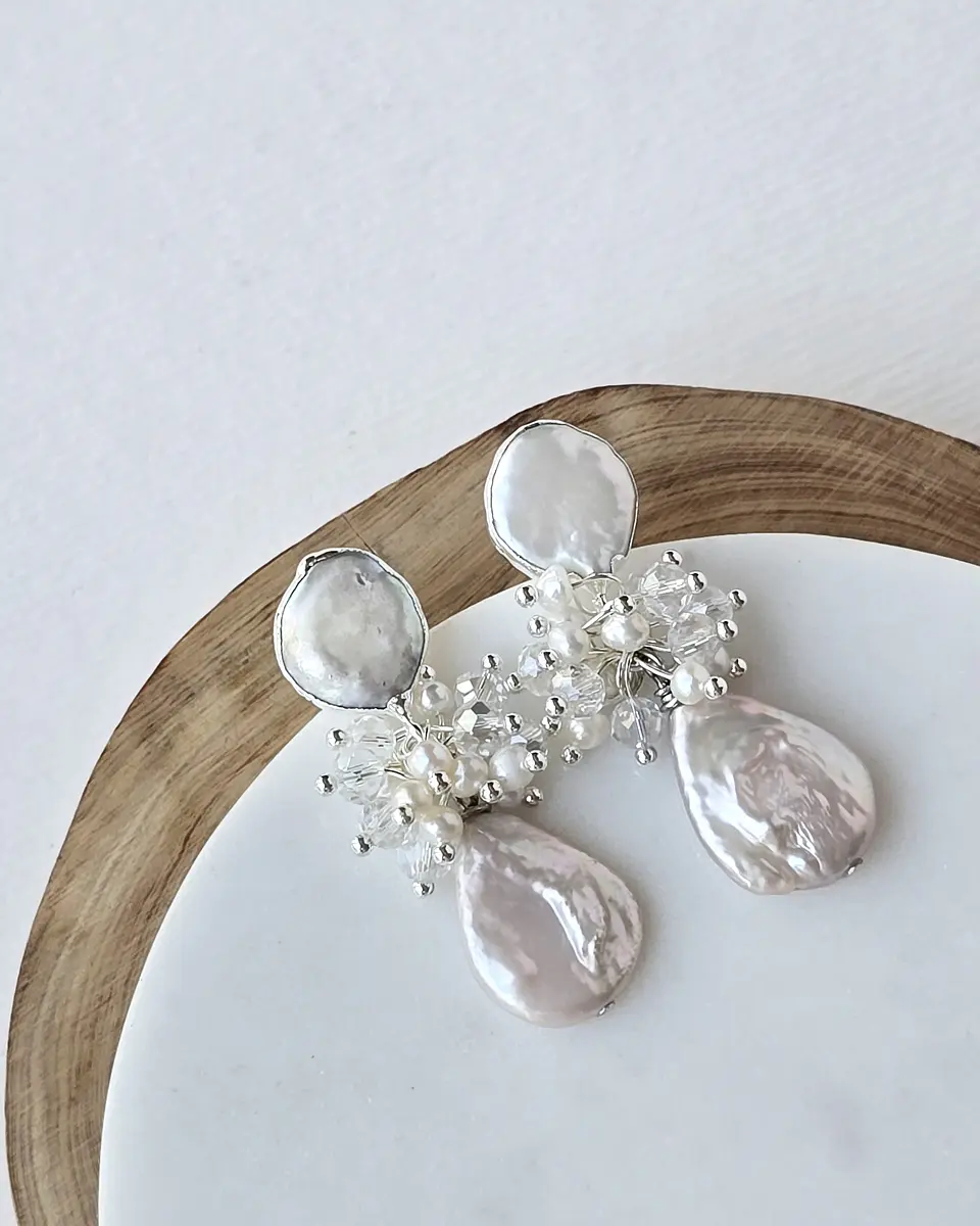 Aros de perla con racimo 2