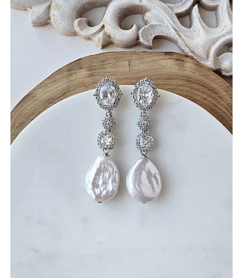 Aros circones y perla natural barroca