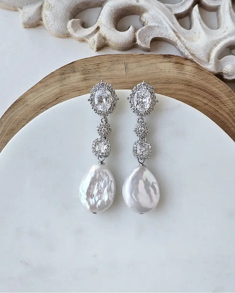 Aros circones y perla natural barroca