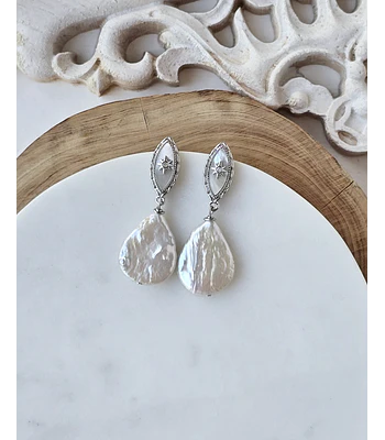 Aros vintage nácar y perla barroca