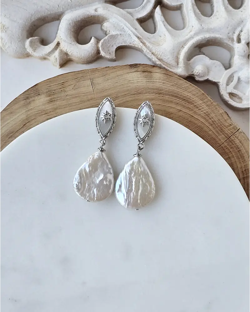 Aros vintage nácar y perla barroca