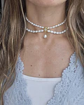 Choker perlas con centro vintage y perla