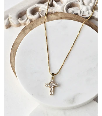 Collar cruz circonitas oro