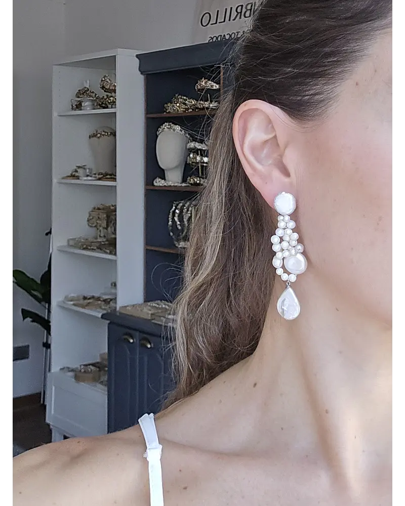 Aros perlas bordados