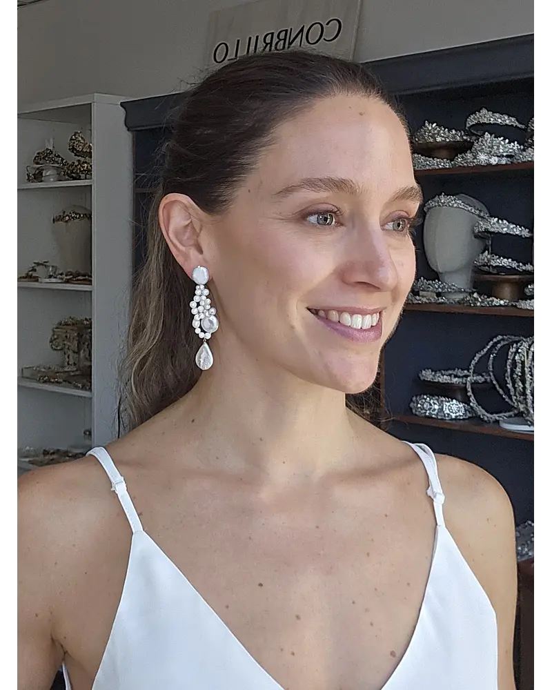 Aros perlas bordados