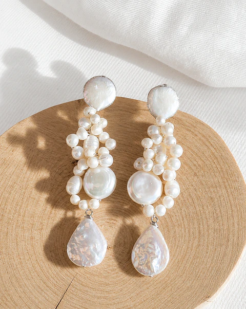 Aros perlas bordados