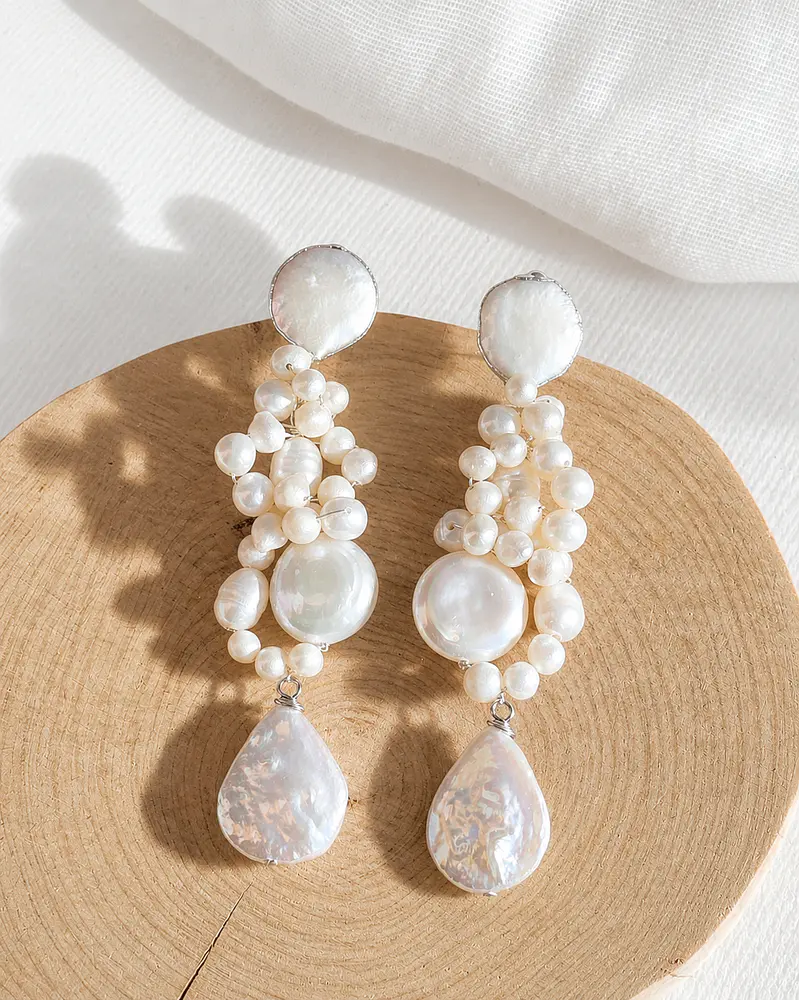 Aros perlas bordados