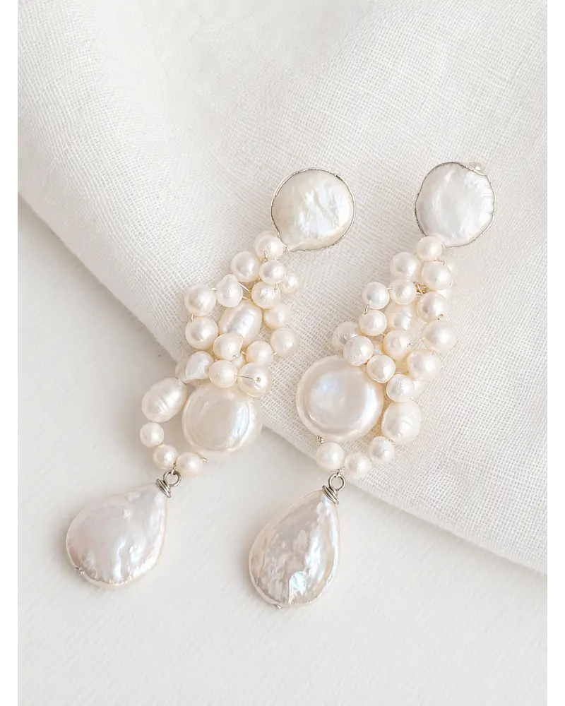 Aros perlas bordados