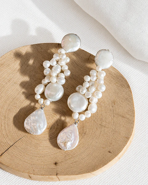 Aros perlas bordados